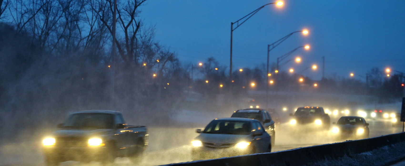 Traffic on a cold morning winters