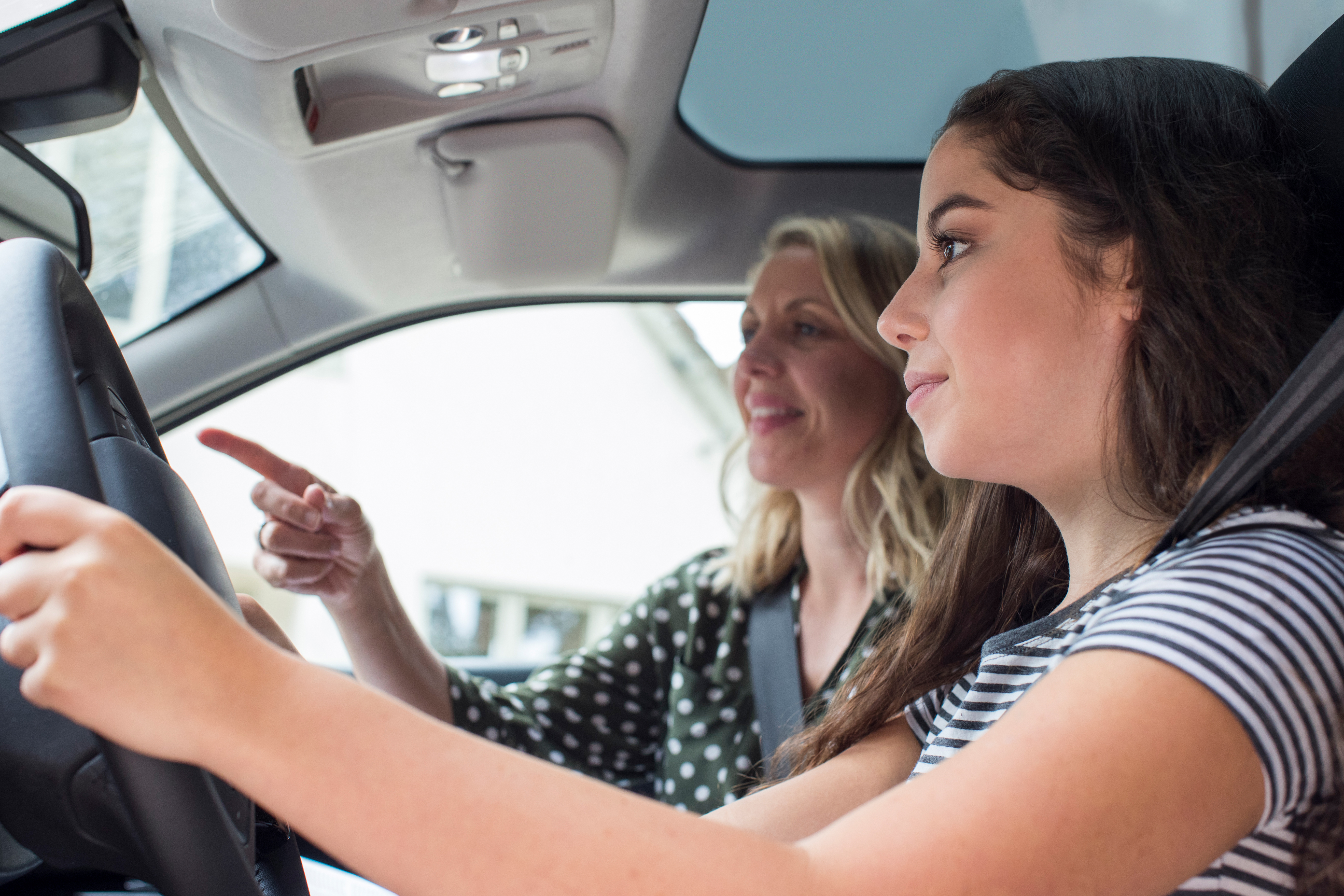 Woman at driving test