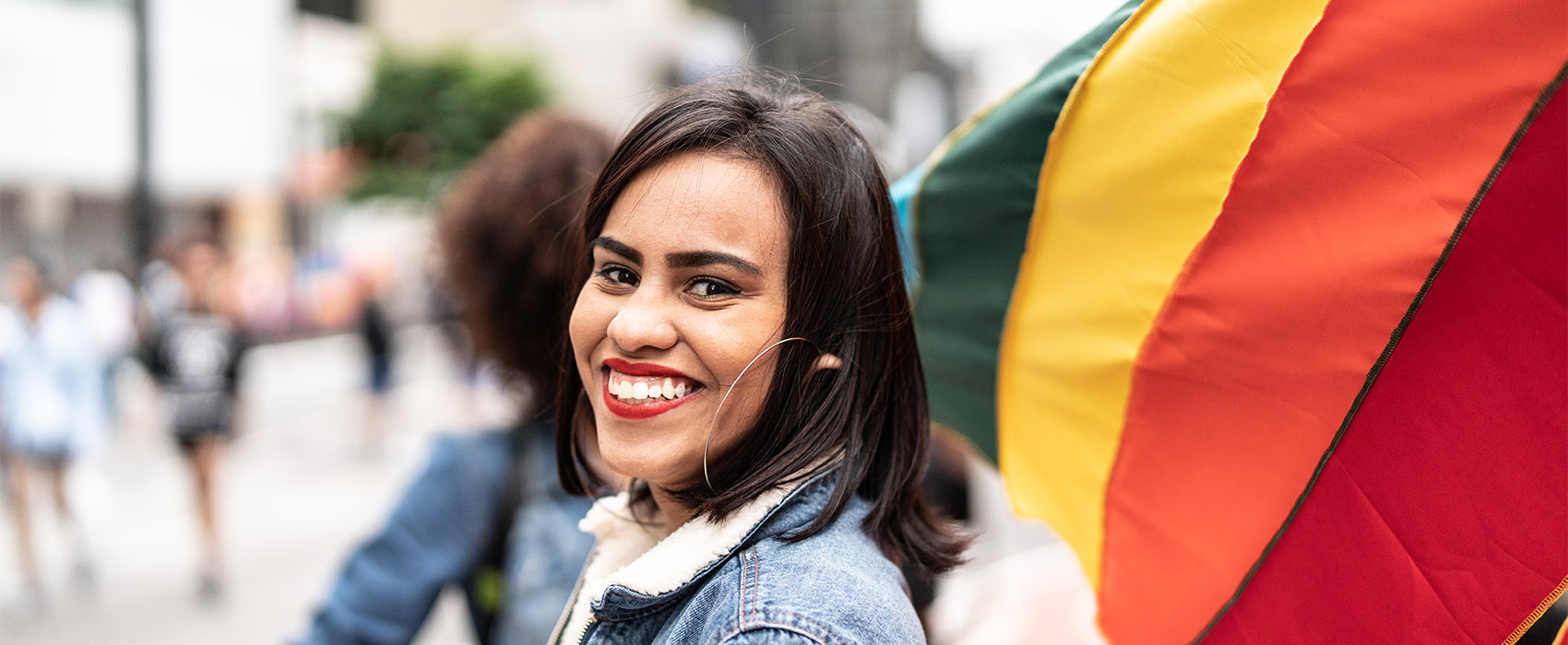 woman at a pride parade