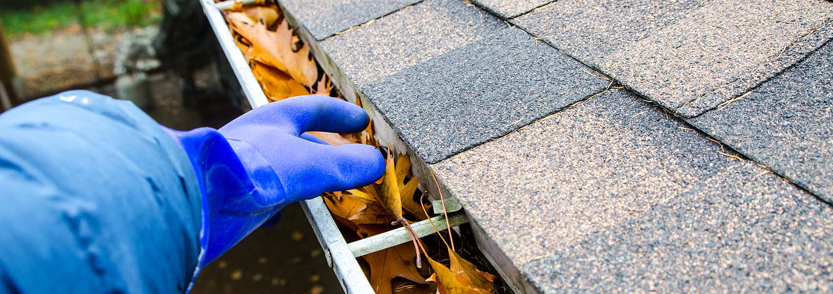 cleaning leaves out of gutter