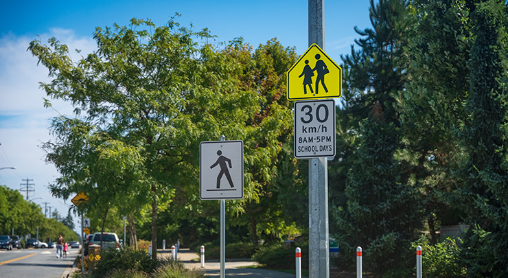 School zone road signs