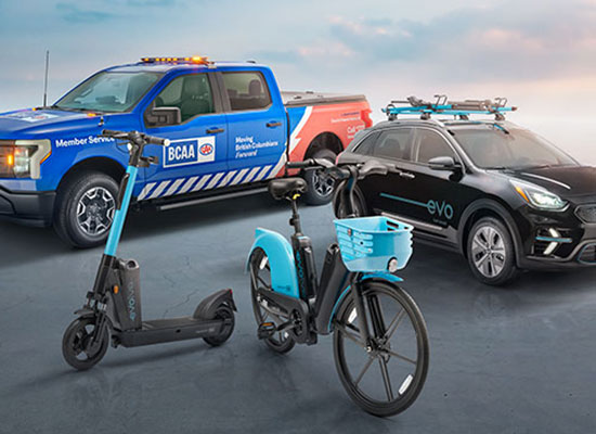 BCAA and Evo shared mobility EV vehicles