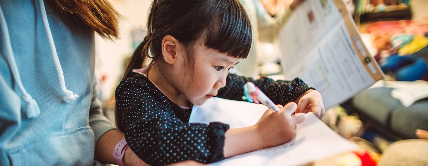 girl doing homework