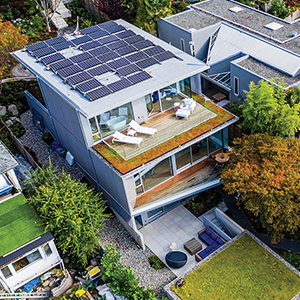 home with solar panel rooftop