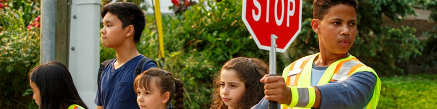 Student patrolling school crosswalk