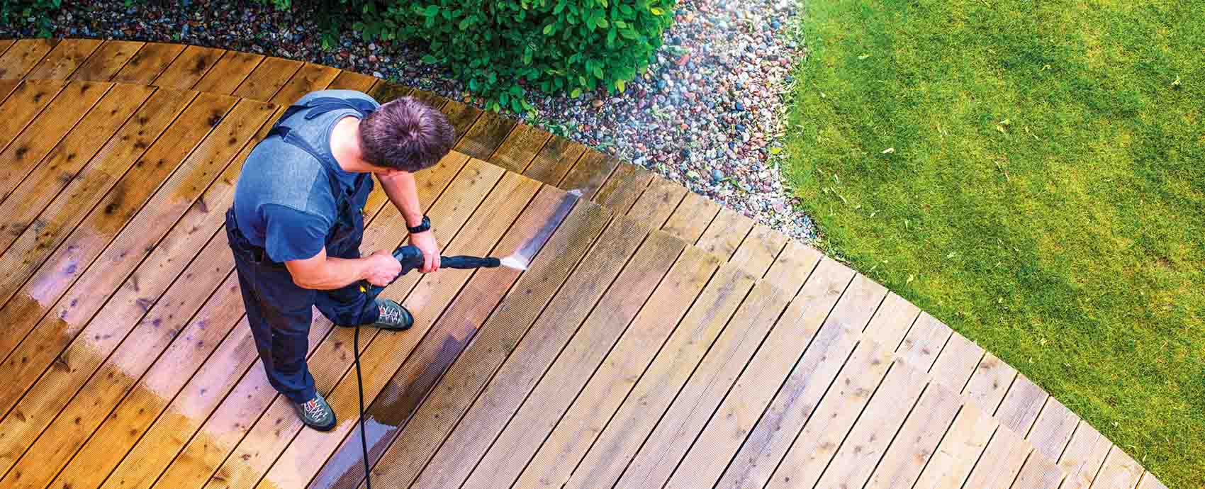 pressure washing the patio