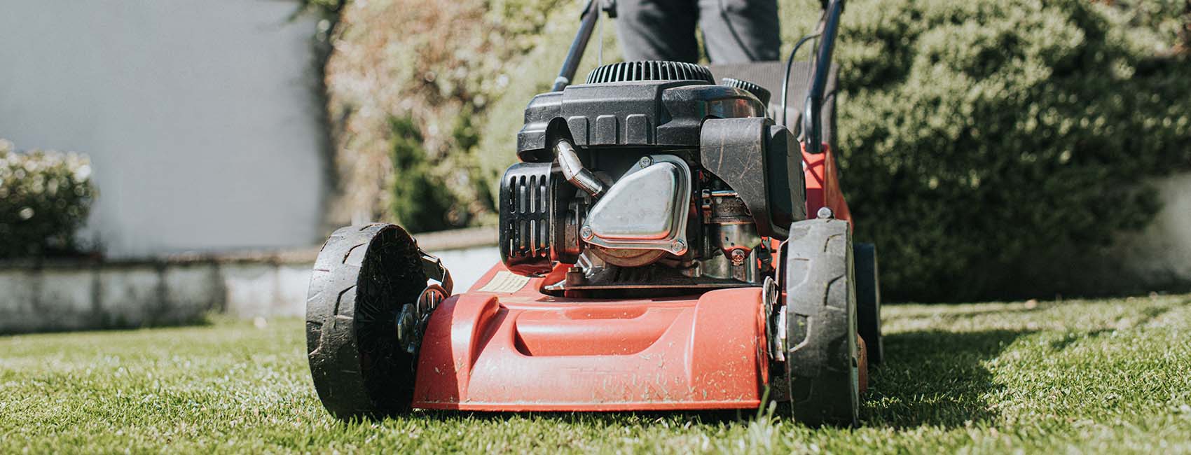 mowing the lawn