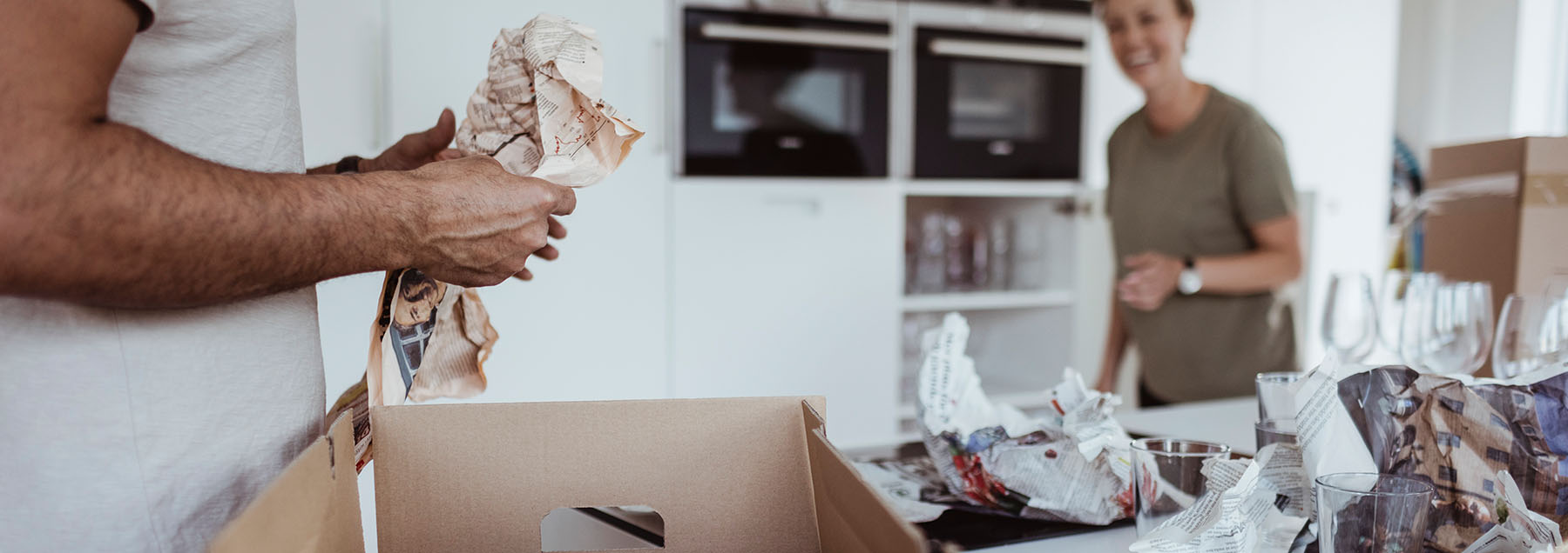 unpacking cardboard box