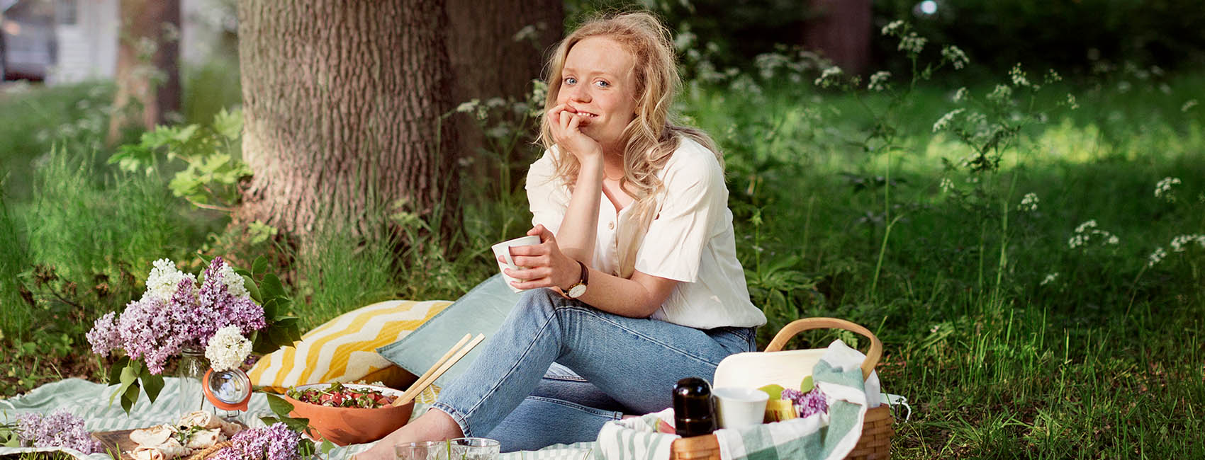 woman having a picnic