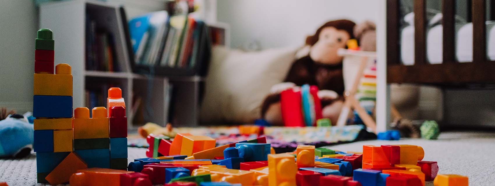 Messy blocks in child's room