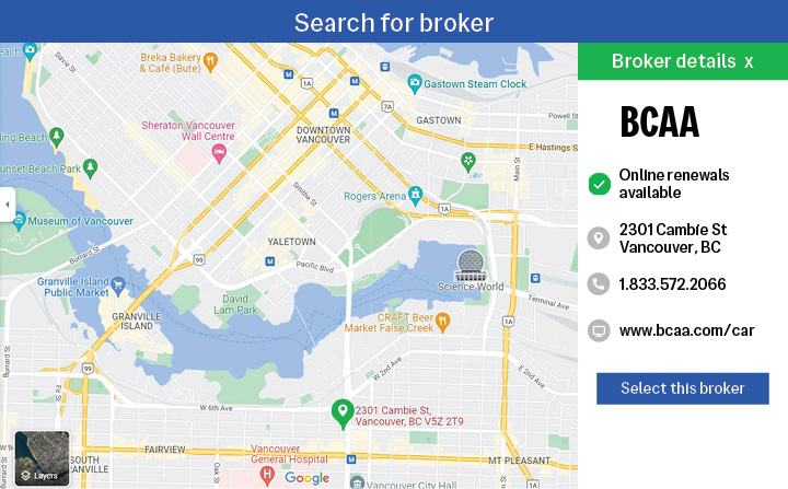 broker details and map