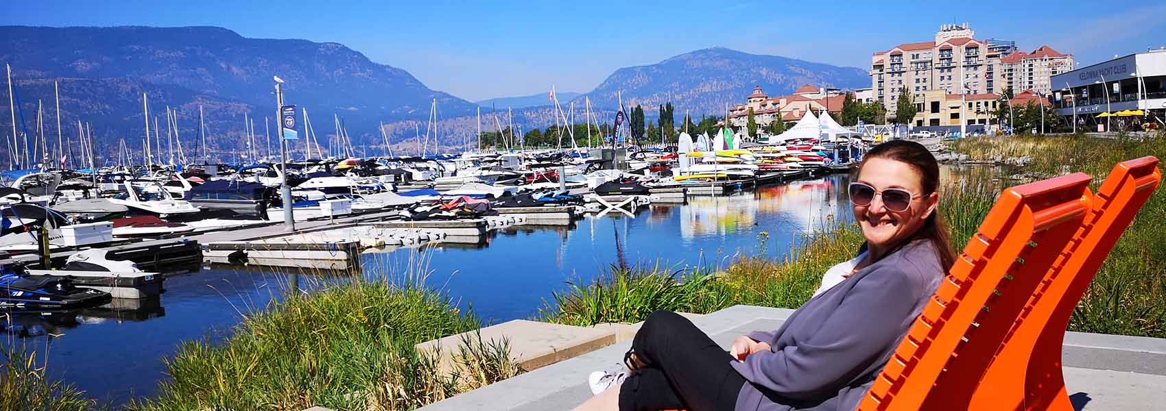 Visitor enjoying view in Kelowna, BC