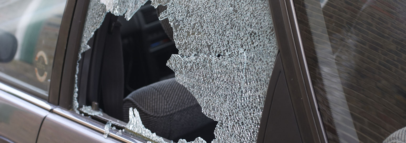 broken glass in car window 