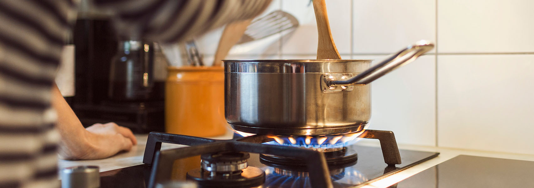 cooking on a gas stove