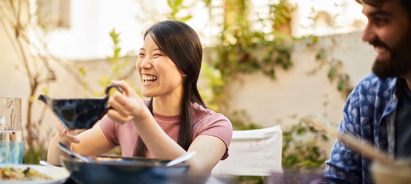 woman at dinner party