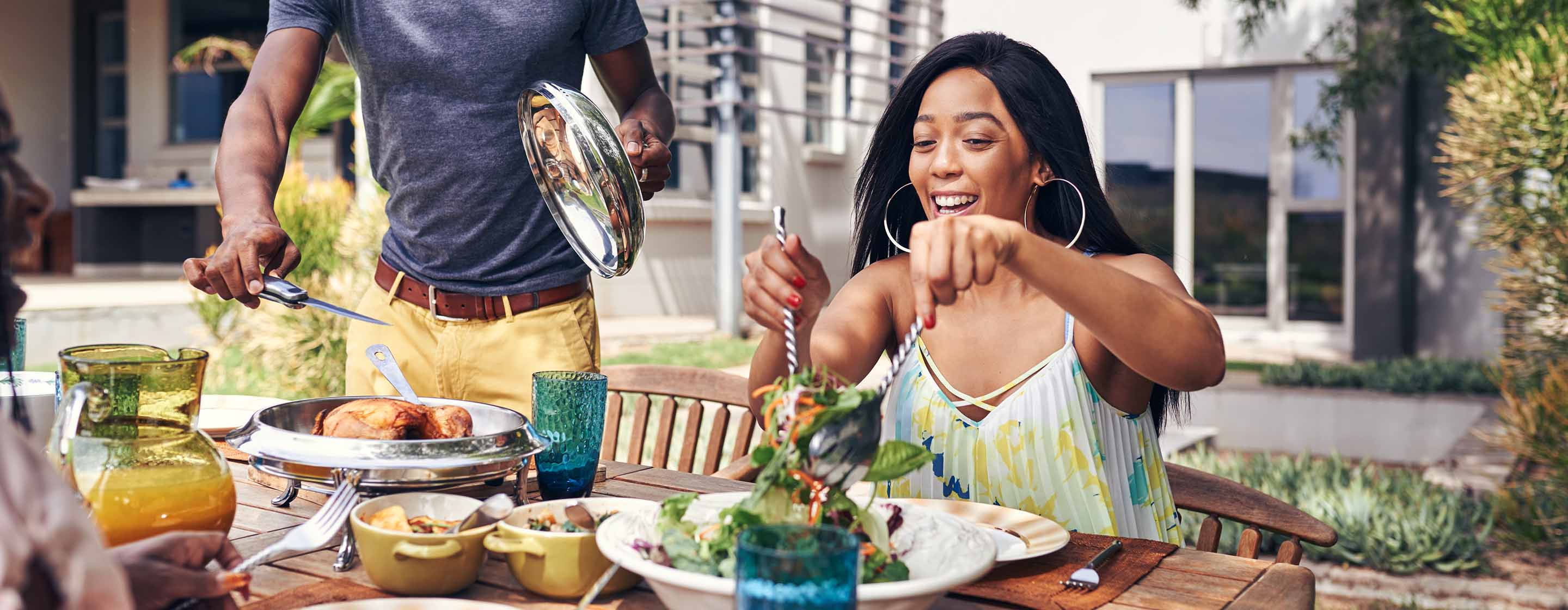 woman at summer dinner party