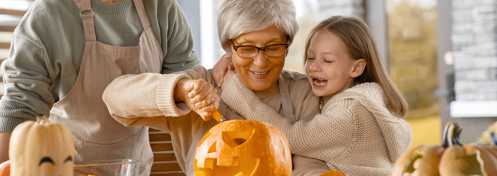 family preparing for Halloween