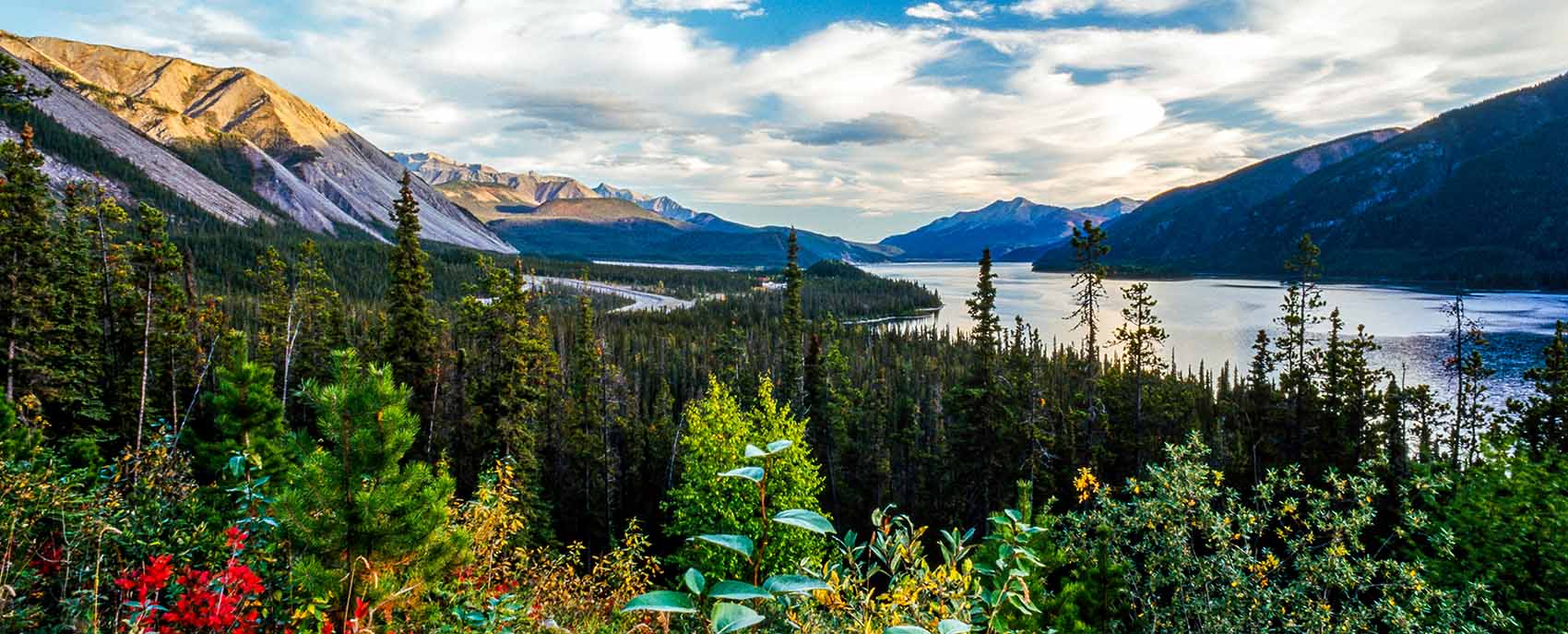 landscape of mountains and lake