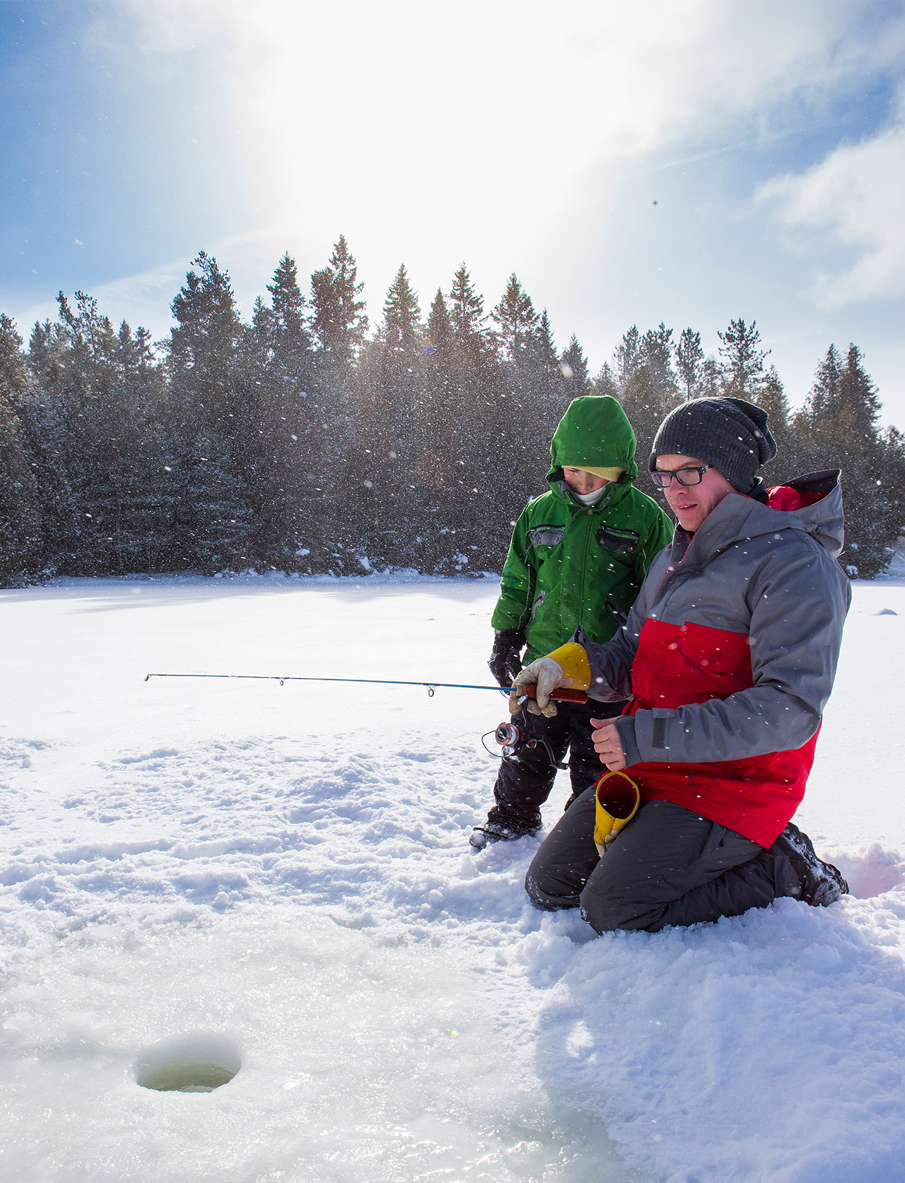 father and son fishing