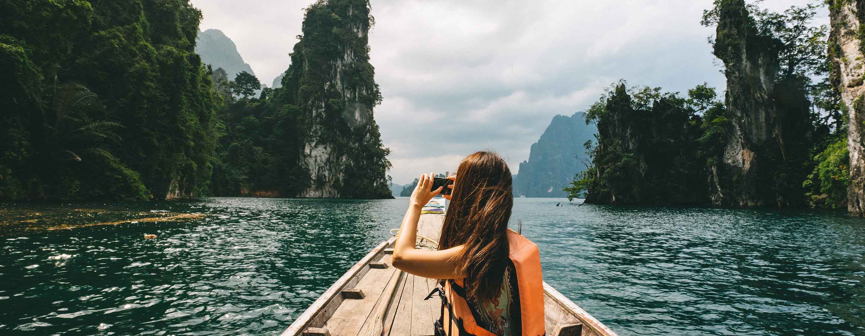 exploring lush jungle on a lake