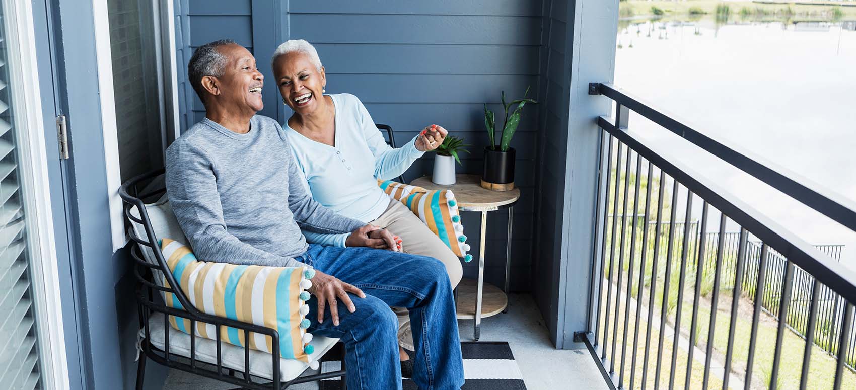 senior couple relaxing on the porch