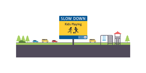 Slow Down Kids Playing sign
