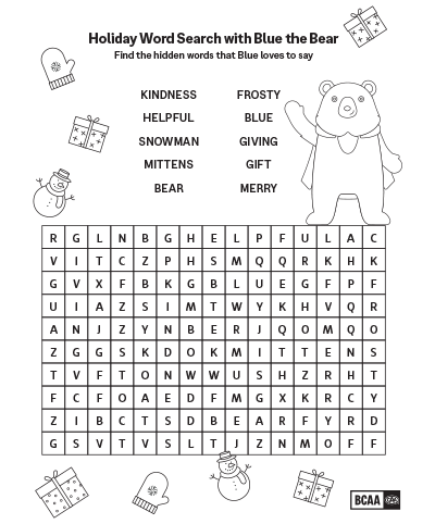Holiday Word Search with Blue