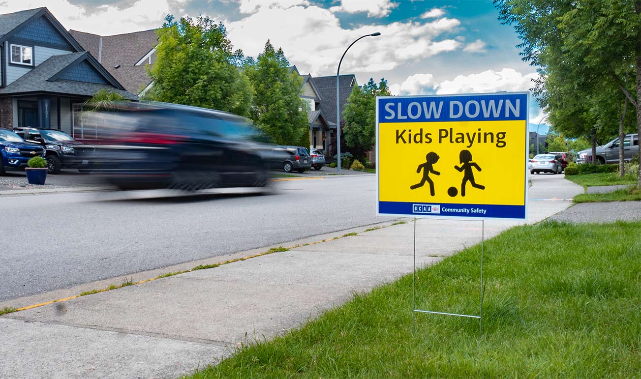 BCAA Slow Down Kids Playing sign