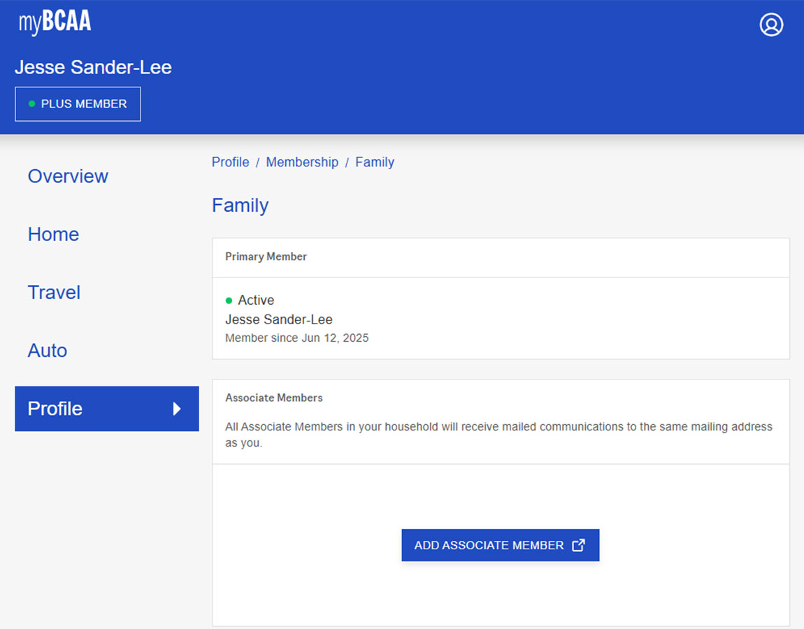 Click “Add Associate Member”