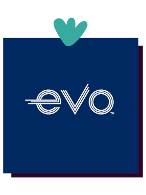 Evo logo inside gift box