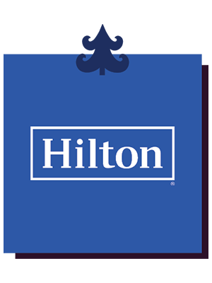 Hilton logo inside gift box