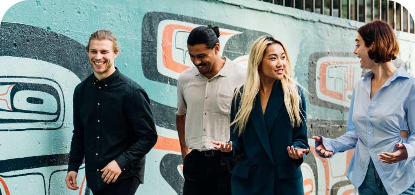 Friends walking and talking