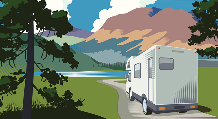 illustration of RV on the road