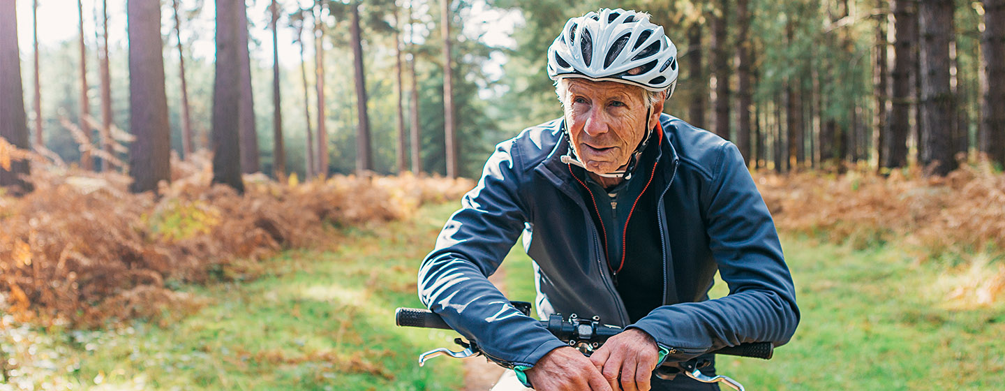 senior man on a bicycle