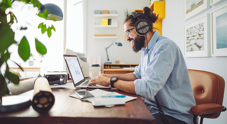 man working on laptop