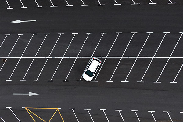 Car parked parallel in a parking lot